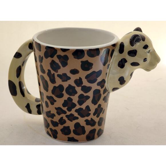 MUG/CUP-Leopard Print-Leopard Head and Handle, Unique, Holds 8 oz/1 cup - Picture 7 of 13